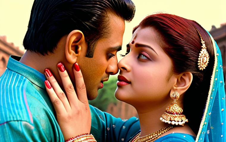 **
"Aishwarya Rai and Salman Khan in 'Hum Dil De Chuke Sanam,' intensely emotional scene, Sanjay Leela Bhansali style, vibrant colors, Bollywood romance, classical Indian music atmosphere."
**