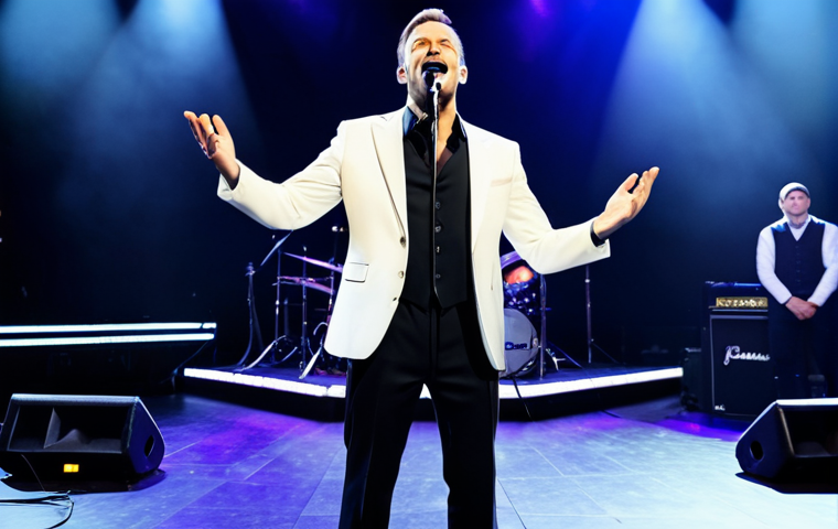 **

"A professional musical actor, fully clothed in stage attire, performing on a brightly lit stage with a live band in the background, safe for work, perfect anatomy, natural pose, appropriate content, family-friendly, high quality, professional photography, well-formed hands, proper finger count, natural body proportions, modest clothing."

**