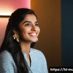 뮤지컬 배우를 위한 네트워킹 전략 - **Prompt:** "A radiant young South Asian woman, approximately 23 years old, with her long, dark hair...