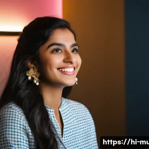 뮤지컬 배우를 위한 네트워킹 전략 - **Prompt:** "A radiant young South Asian woman, approximately 23 years old, with her long, dark hair...