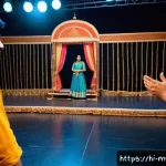뮤지컬 배우가 알아야 할 극장 매니지먼트 - A vibrant rehearsal scene inside a traditional Indian theater studio, featuring a diverse group of a...