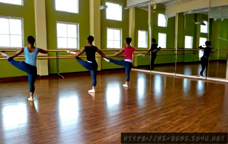 뮤지컬 배우 안무 연습 루틴 - Photorealistic musical theatre performer practicing a precise dance routine in a spacious rehearsal ...